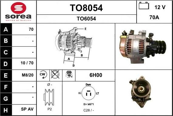 SNRA TO8054 - Alternator autospares.lv