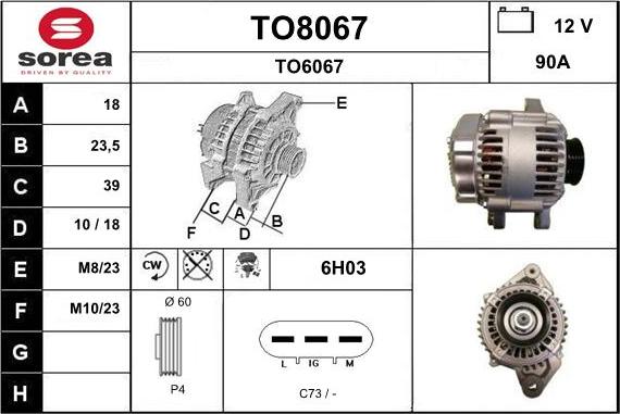 SNRA TO8067 - Alternator autospares.lv