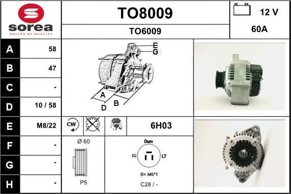 SNRA TO8009 - Alternator autospares.lv