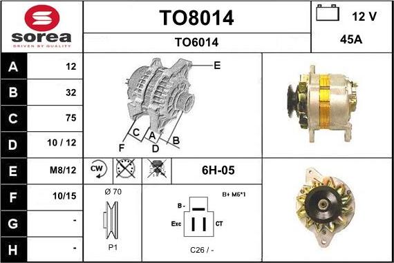 SNRA TO8014 - Alternator autospares.lv