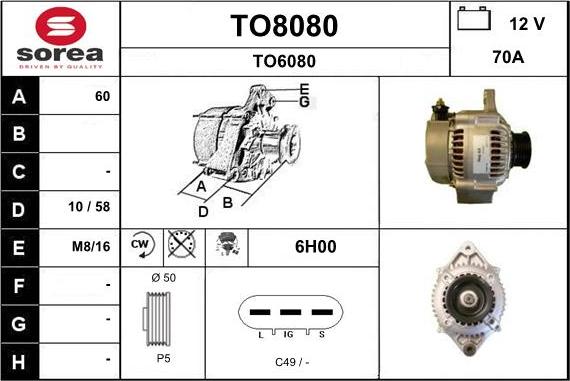 SNRA TO8080 - Alternator autospares.lv