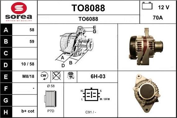 SNRA TO8088 - Alternator autospares.lv