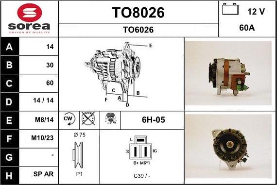 SNRA TO8026 - Alternator autospares.lv