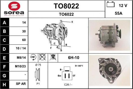 SNRA TO8022 - Alternator autospares.lv