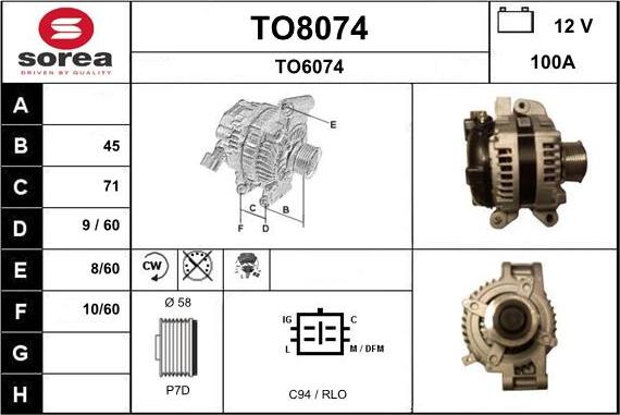 SNRA TO8074 - Alternator autospares.lv