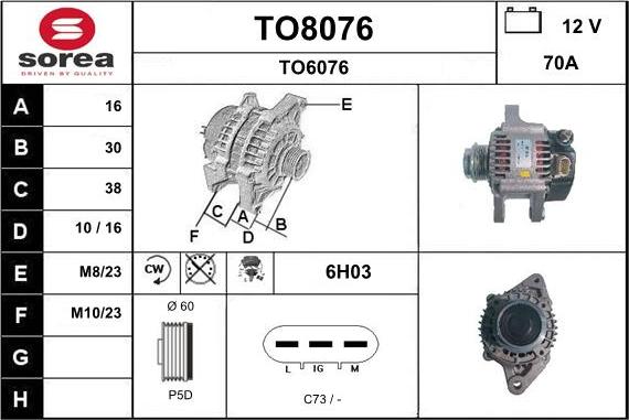 SNRA TO8076 - Alternator autospares.lv