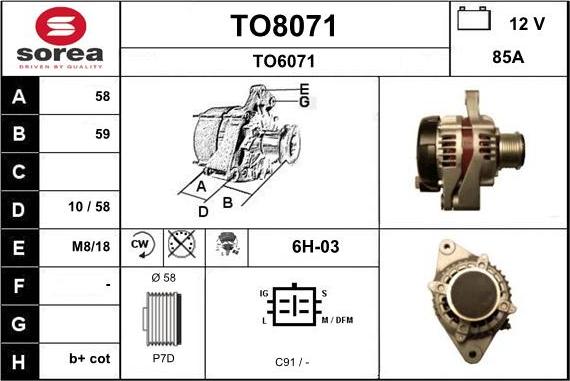 SNRA TO8071 - Alternator autospares.lv