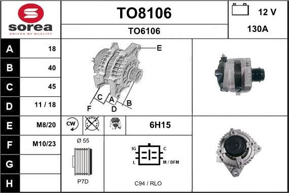 SNRA TO8106 - Alternator autospares.lv