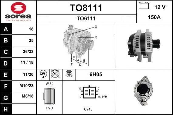 SNRA TO8111 - Alternator autospares.lv