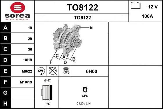 SNRA TO8122 - Alternator autospares.lv