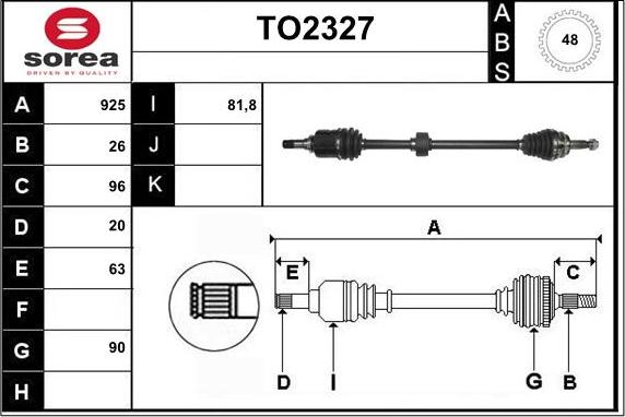 SNRA TO2327 - Drive Shaft autospares.lv