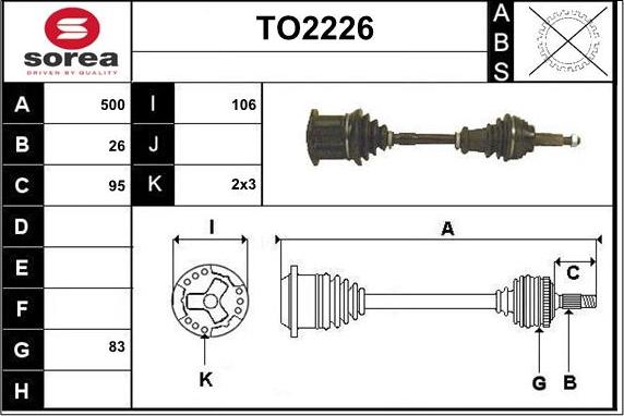 SNRA TO2226 - Drive Shaft autospares.lv