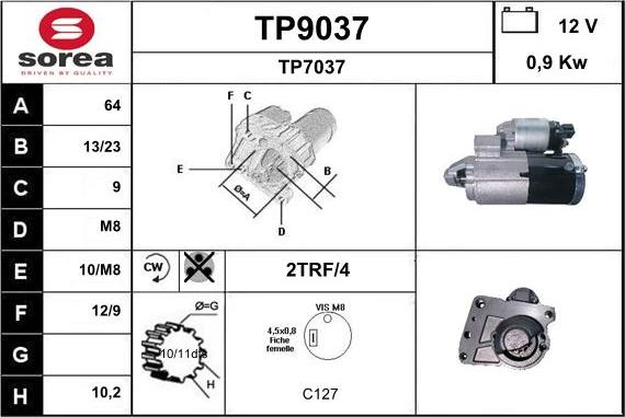 SNRA TP9037 - Starter autospares.lv