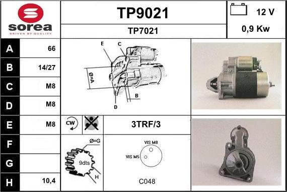 SNRA TP9021 - Starter autospares.lv