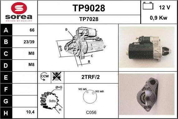 SNRA TP9028 - Starter autospares.lv