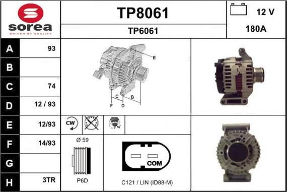 SNRA TP8061 - Alternator autospares.lv