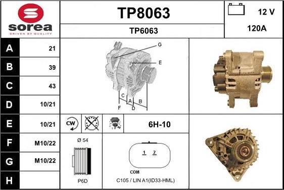 SNRA TP8063 - Alternator autospares.lv