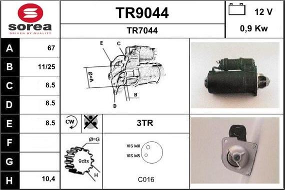 SNRA TR9044 - Starter autospares.lv