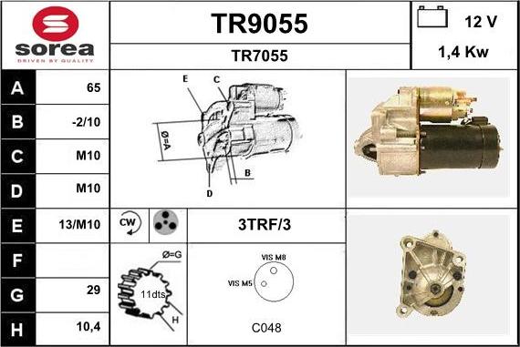 SNRA TR9055 - Starter autospares.lv