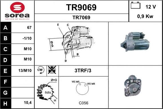 SNRA TR9069 - Starter autospares.lv