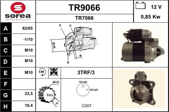 SNRA TR9066 - Starter autospares.lv