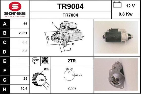 SNRA TR9004 - Starter autospares.lv