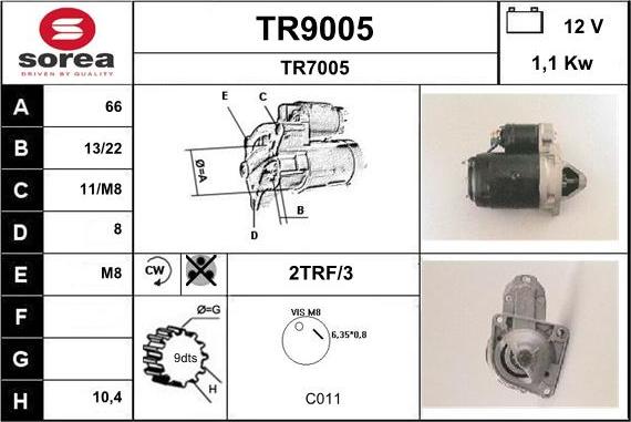 SNRA TR9005 - Starter autospares.lv