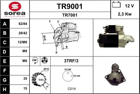 SNRA TR9001 - Starter autospares.lv