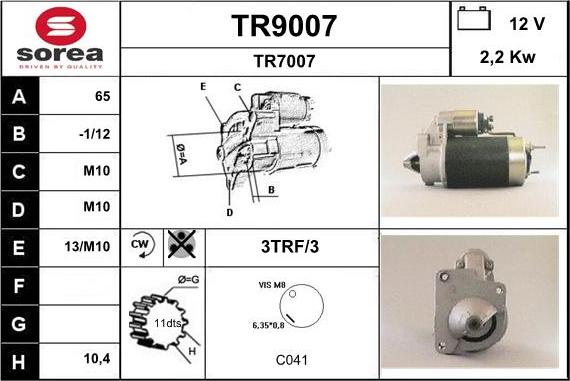 SNRA TR9007 - Starter autospares.lv