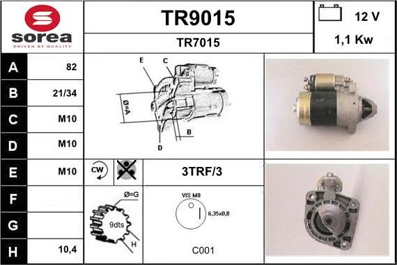 SNRA TR9015 - Starter autospares.lv