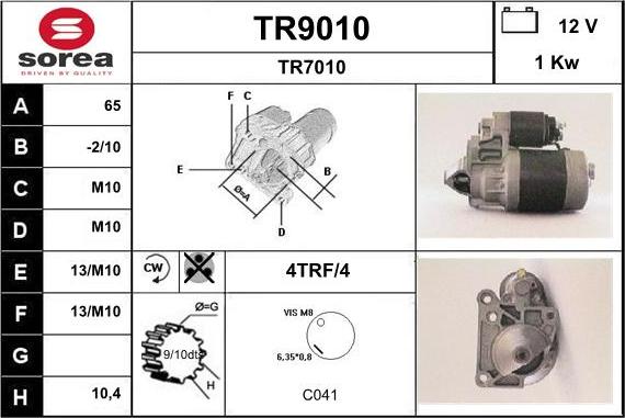 SNRA TR9010 - Starter autospares.lv
