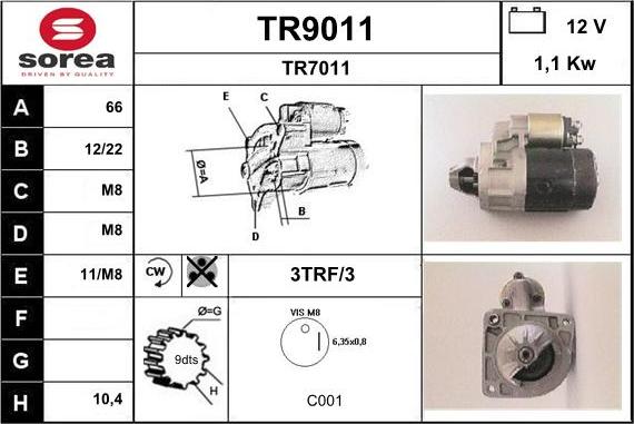 SNRA TR9011 - Starter autospares.lv