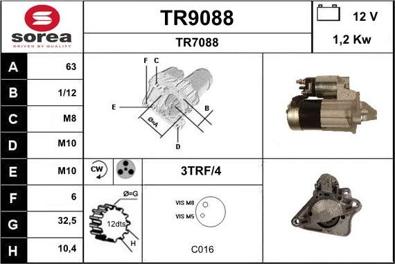 SNRA TR9088 - Starter autospares.lv