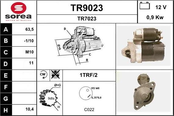 SNRA TR9023 - Starter autospares.lv