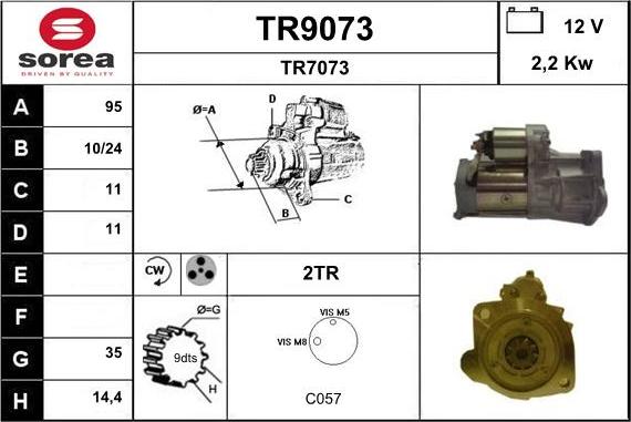 SNRA TR9073 - Starter autospares.lv