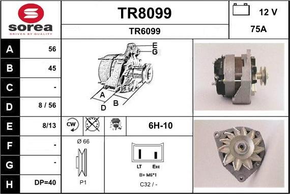 SNRA TR8099 - Alternator autospares.lv