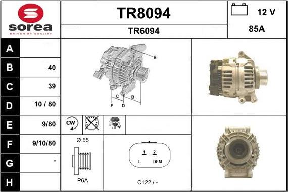 SNRA TR8094 - Alternator autospares.lv