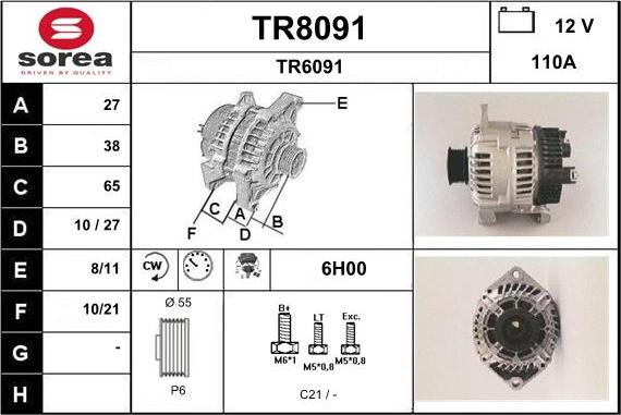 SNRA TR8091 - Alternator autospares.lv