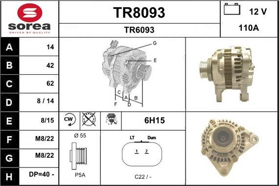 SNRA TR8093 - Alternator autospares.lv