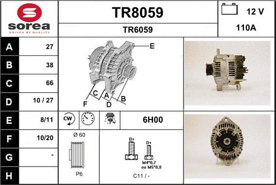 SNRA TR8059 - Alternator autospares.lv