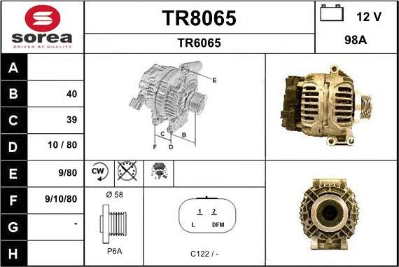 SNRA TR8065 - Alternator autospares.lv