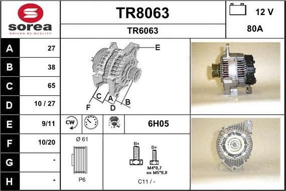 SNRA TR8063 - Alternator autospares.lv