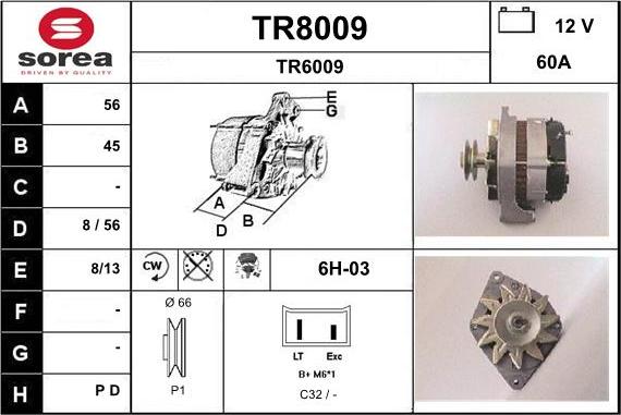 SNRA TR8009 - Alternator autospares.lv