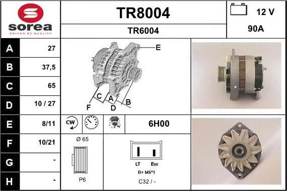 SNRA TR8004 - Alternator autospares.lv