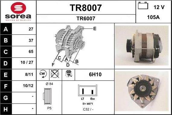 SNRA TR8007 - Alternator autospares.lv