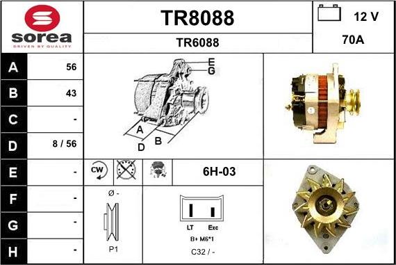 SNRA TR8088 - Alternator autospares.lv