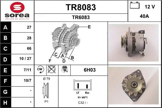 SNRA TR8083 - Alternator autospares.lv