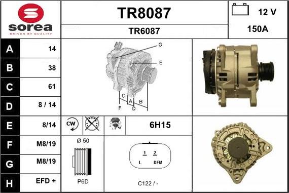 SNRA TR8087 - Alternator autospares.lv