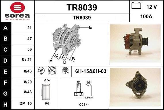 SNRA TR8039 - Alternator autospares.lv