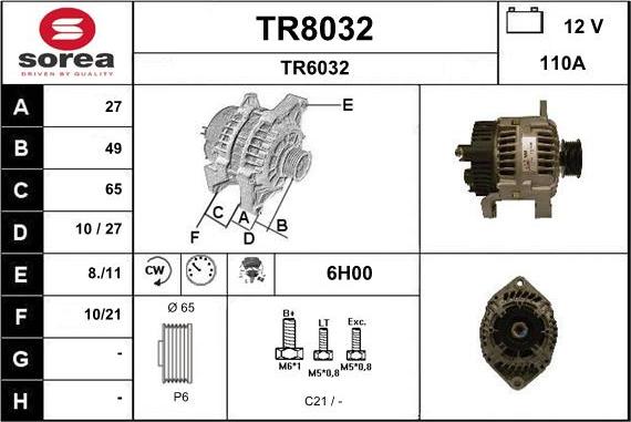 SNRA TR8032 - Alternator autospares.lv